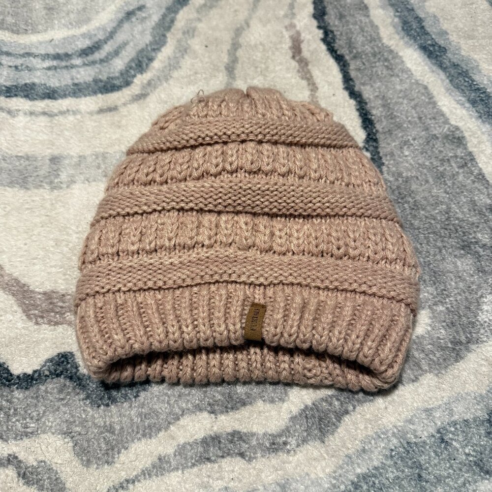 Furtalk Pink Cable Knit Beanie with Soft Lining Inside winter fall hat